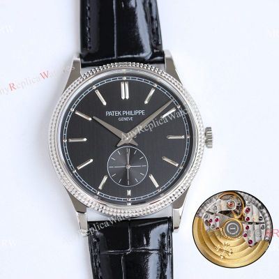 TW Factory Patek Philippe Calatrava Clous De Paris Bezel Black/White Face 30-255PS Movement 39mm Watch